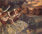 Edgar Degas Four dansoser oil painting on canvas